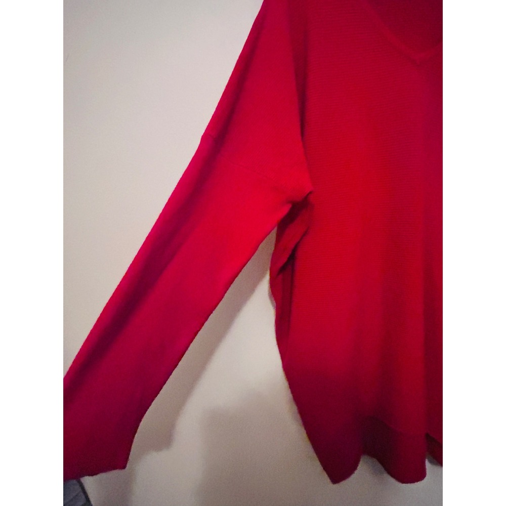 Jodifl Sweater Womens S/M Red Like New Choker V-Neck Oversized Ribbed Knit - Picture 7 of 11